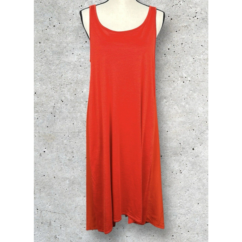 Eileen Fisher Boho Sheer Midi Dress Size M Layered Beachy Minimalist Flowy Silky
